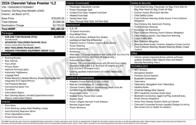 2026 Chevrolet Tahoe Premier Photo in Staunton VA 24401
