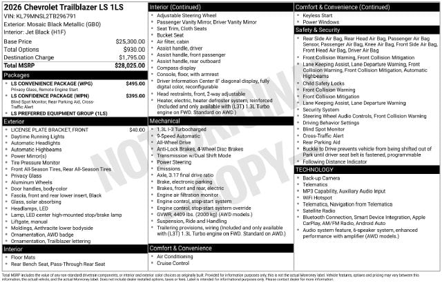2026 Chevrolet TrailBlazer LS Photo in Staunton VA 24401