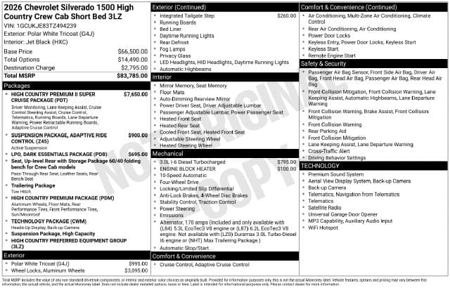 New 2026 Chevrolet Silverado 1500 High Country - photo - 3