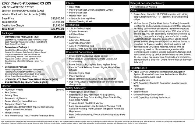 New 2027 Chevrolet Equinox RS - photo - 3