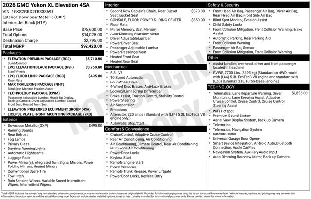 New 2026 GMC Yukon XL Elevation - photo - 3