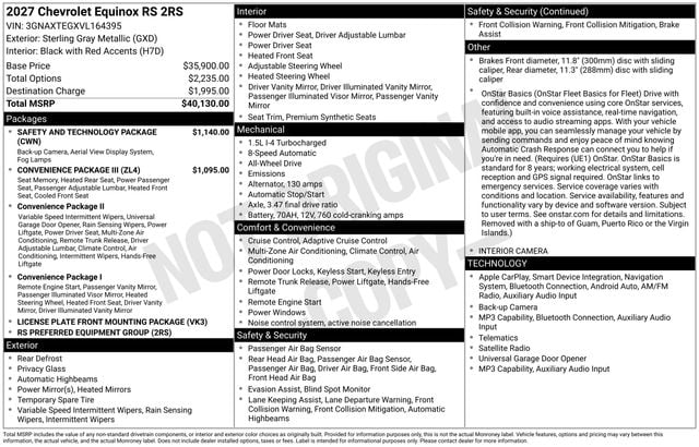 2027 Chevrolet Equinox RS Photo in Staunton VA 24401