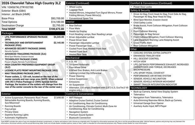 2026 Chevrolet Tahoe High Country Photo in Staunton VA 24401