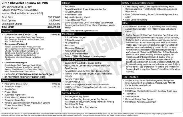 2027 Chevrolet Equinox RS Photo in Staunton VA 24401