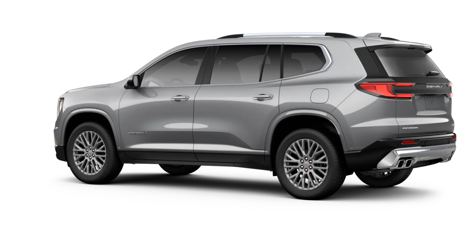 2026 GMC Acadia Denali in Sterling Metallic, GMC studio render, in stock at Charlie Obaugh in Staunton, Virginia