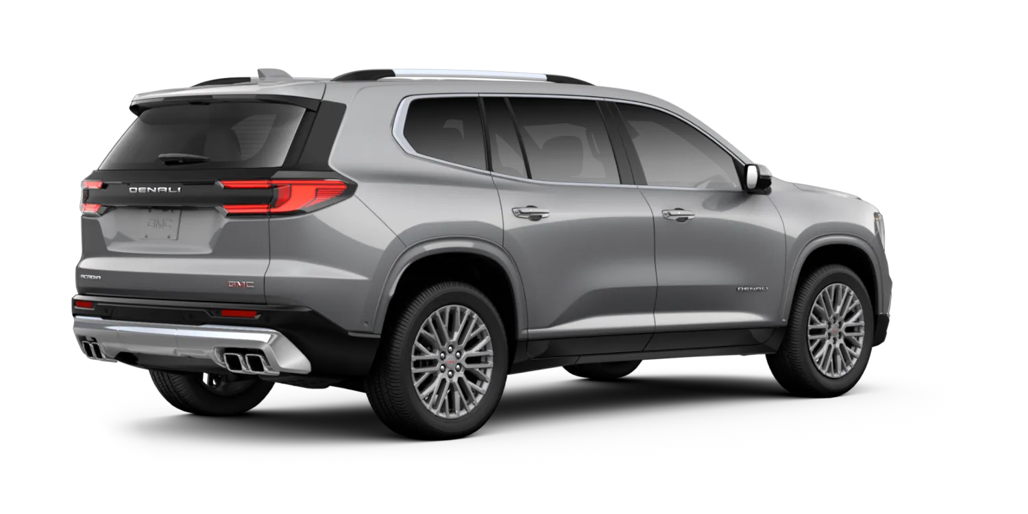 2026 GMC Acadia Denali in Sterling Metallic, GMC studio render, in stock at Charlie Obaugh in Staunton, Virginia