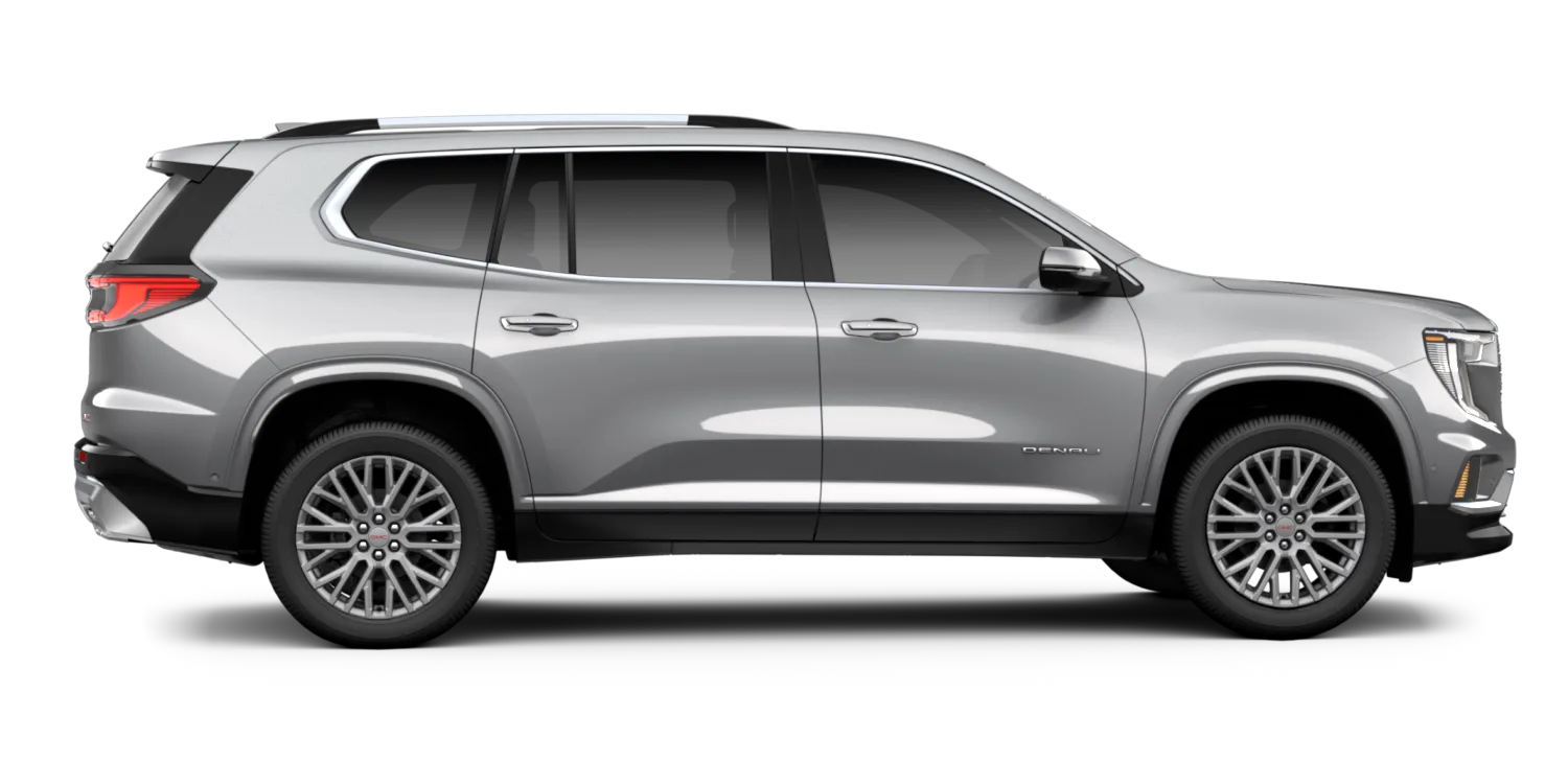 2026 GMC Acadia Denali in Sterling Metallic, GMC studio render, in stock at Charlie Obaugh in Staunton, Virginia