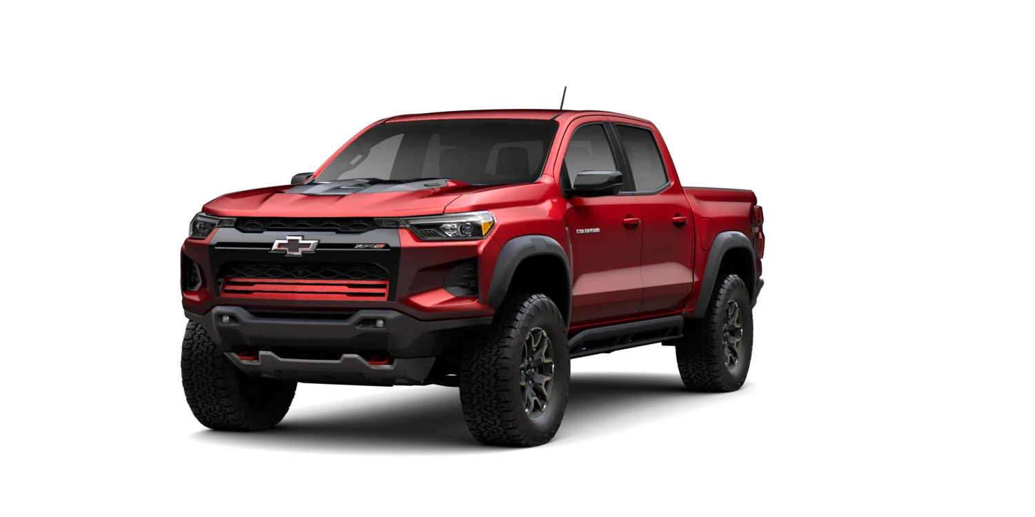 2026 Chevrolet Colorado ZR2 in Radiant Red Tintcoat, GMC studio render, in stock at Charlie Obaugh in Staunton, Virginia