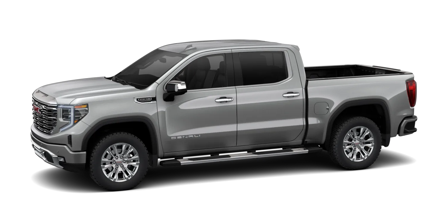 2026 GMC Sierra 1500 Denali in Sterling Metallic, GMC studio render, in stock at Charlie Obaugh in Staunton, Virginia