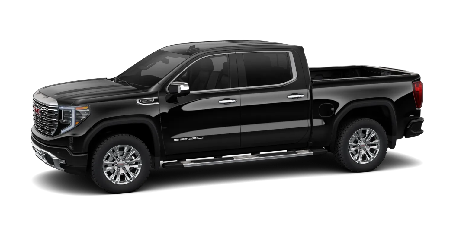 2026 GMC Sierra 1500 Denali Ultimate in Onyx Black, GMC studio render, in stock at Charlie Obaugh in Staunton, Virginia