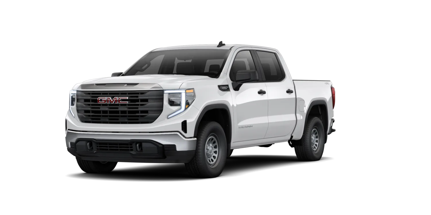2026 GMC Sierra 1500 PRO in Summit White, GMC studio render, in stock at Charlie Obaugh in Staunton, Virginia