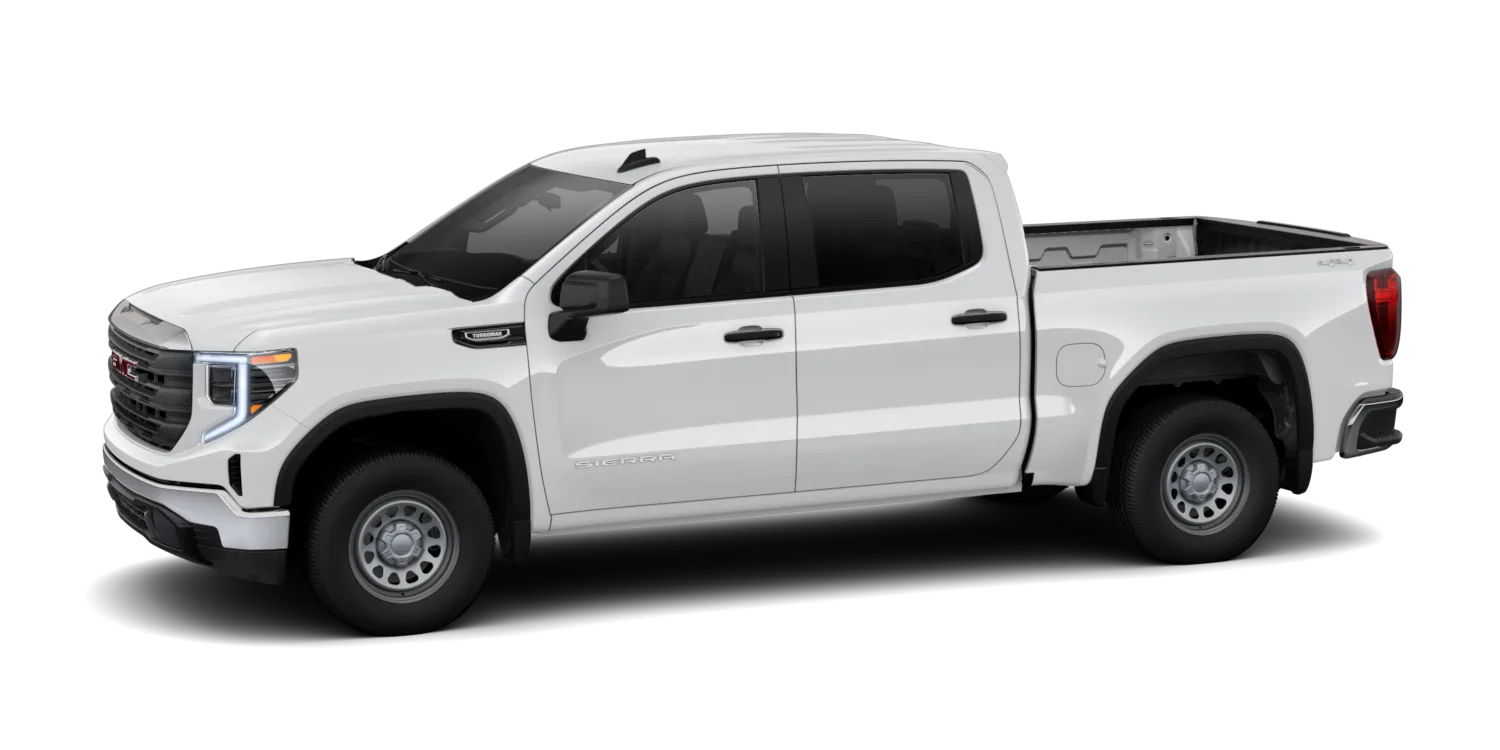 2026 GMC Sierra 1500 PRO in Summit White, GMC studio render, in stock at Charlie Obaugh in Staunton, Virginia