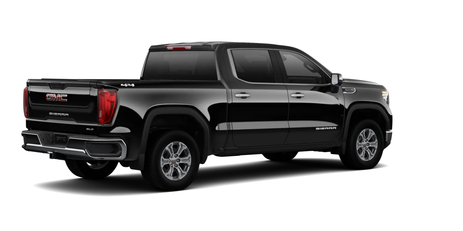 2026 GMC Sierra 1500 SLT in Onyx Black, GMC studio render, in stock at Charlie Obaugh in Staunton, Virginia