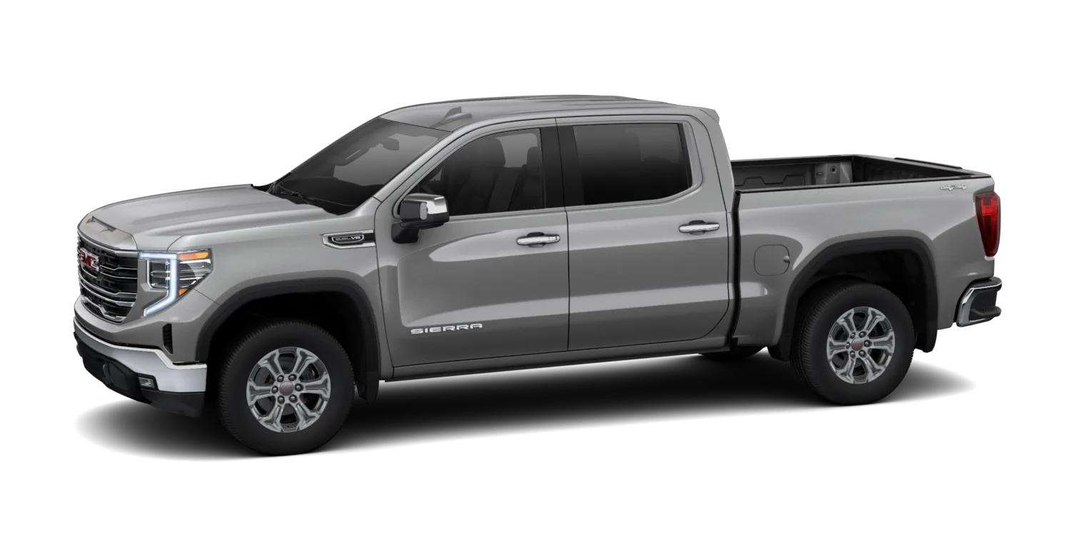 2026 GMC Sierra 1500 SLT in Sterling Metallic, GMC studio render, in stock at Charlie Obaugh in Staunton, Virginia