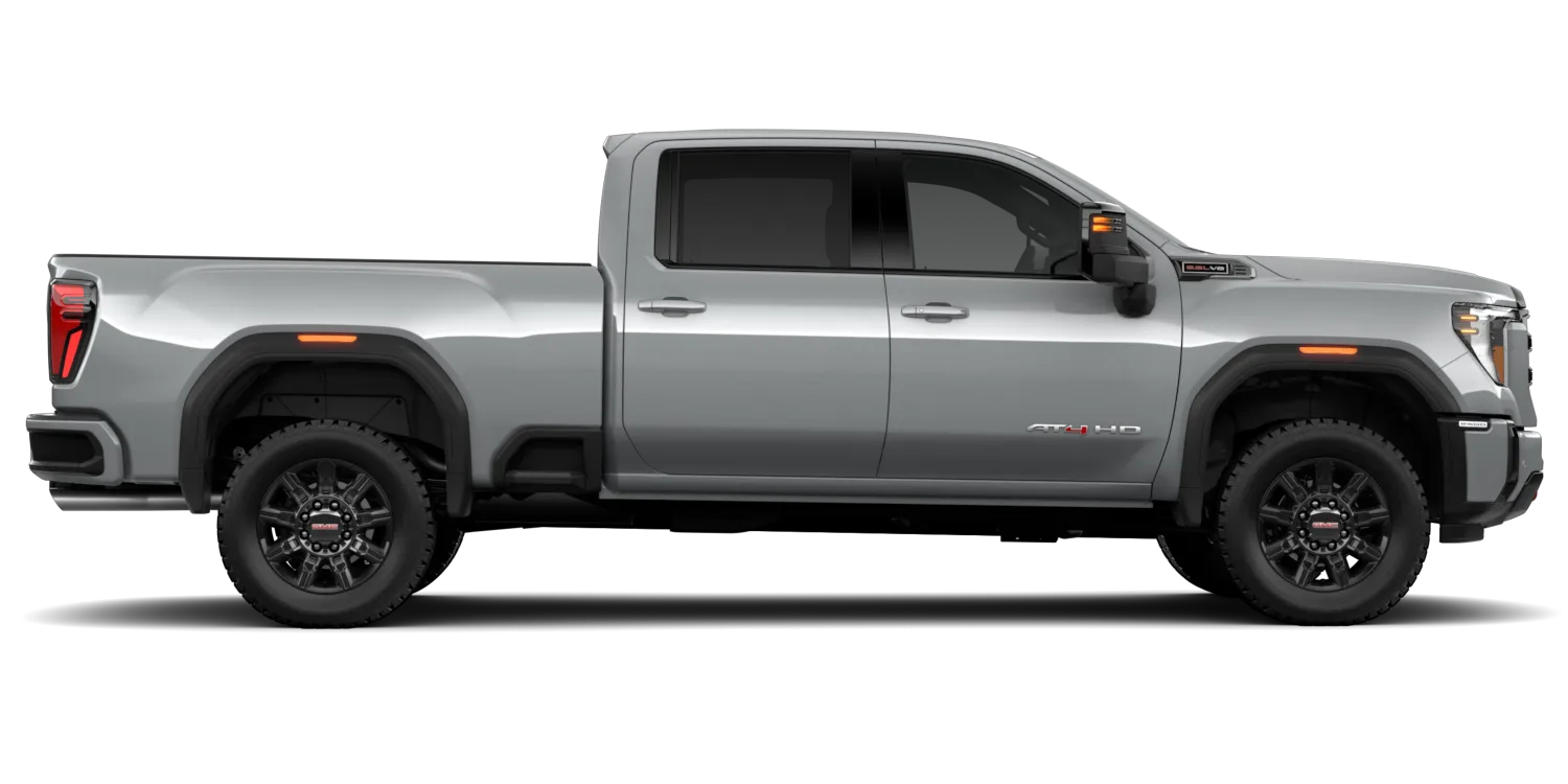 2026 GMC Sierra 2500HD AT4 in Sterling Metallic, GMC studio render, in stock at Charlie Obaugh in Staunton, Virginia