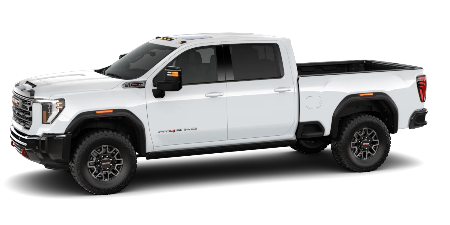 2026 GMC Sierra 2500HD AT4X in Summit White, GMC studio render, in stock at Charlie Obaugh in Staunton, Virginia