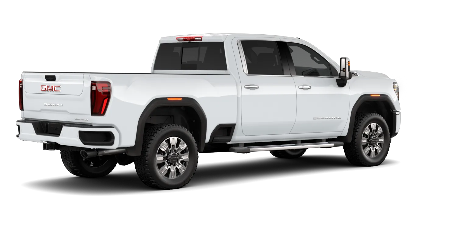 2026 GMC Sierra 2500HD Denali in Summit White, GMC studio render, in stock at Charlie Obaugh in Staunton, Virginia