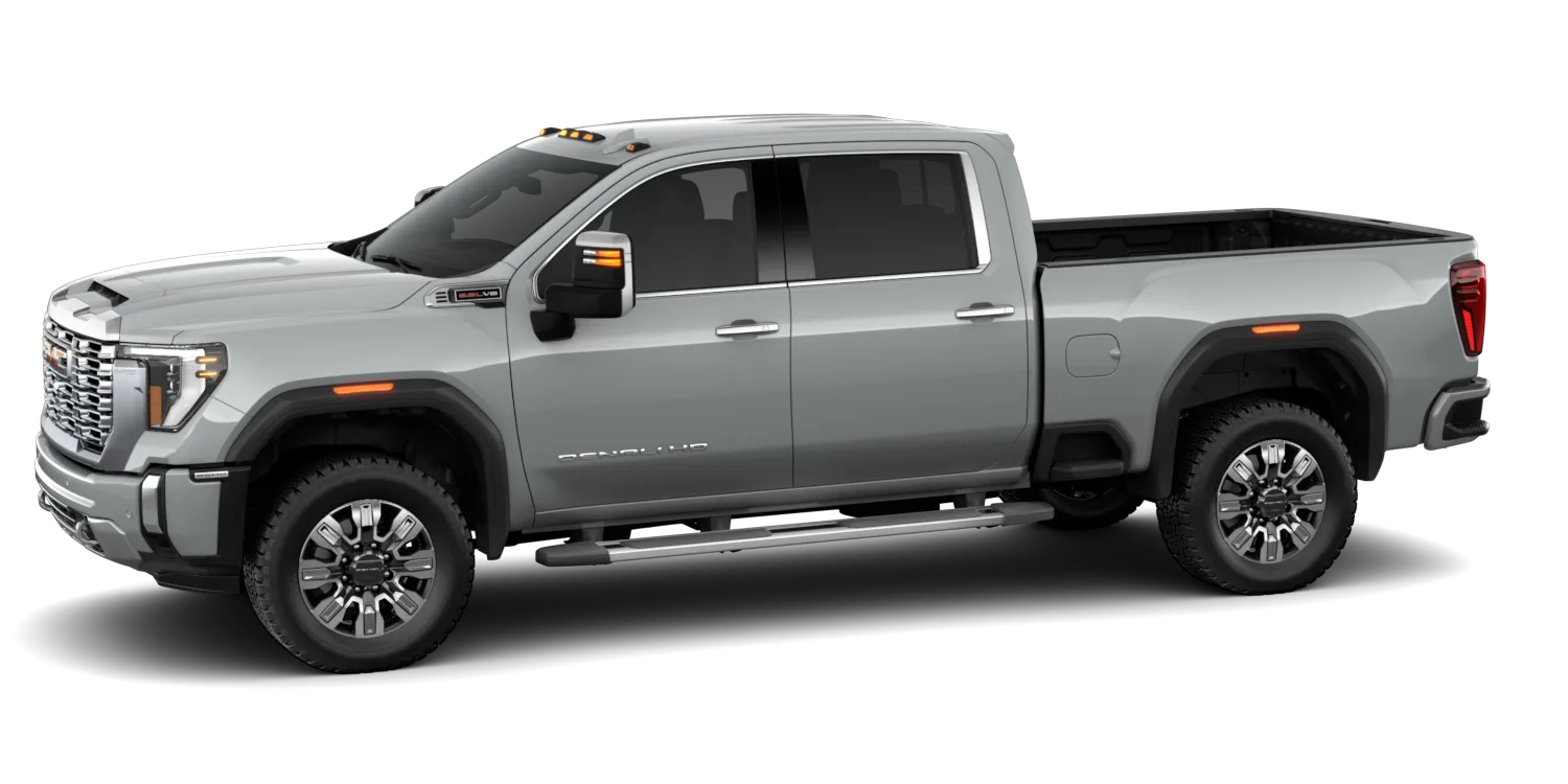 2026 GMC Sierra 2500HD Denali in Sterling Metallic, GMC studio render, in stock at Charlie Obaugh in Staunton, Virginia