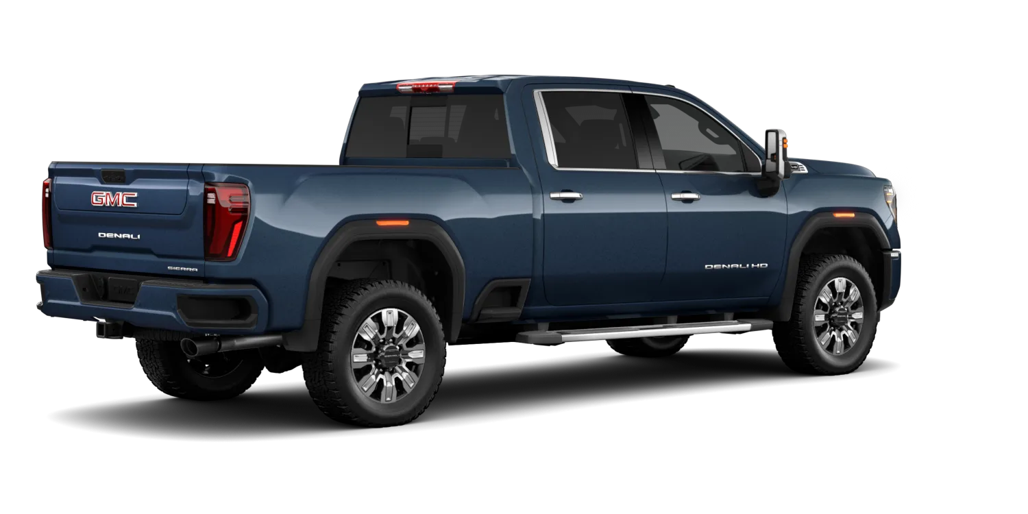 2026 GMC Sierra 2500HD Denali in Downpour Metallic, GMC studio render, in stock at Charlie Obaugh in Staunton, Virginia