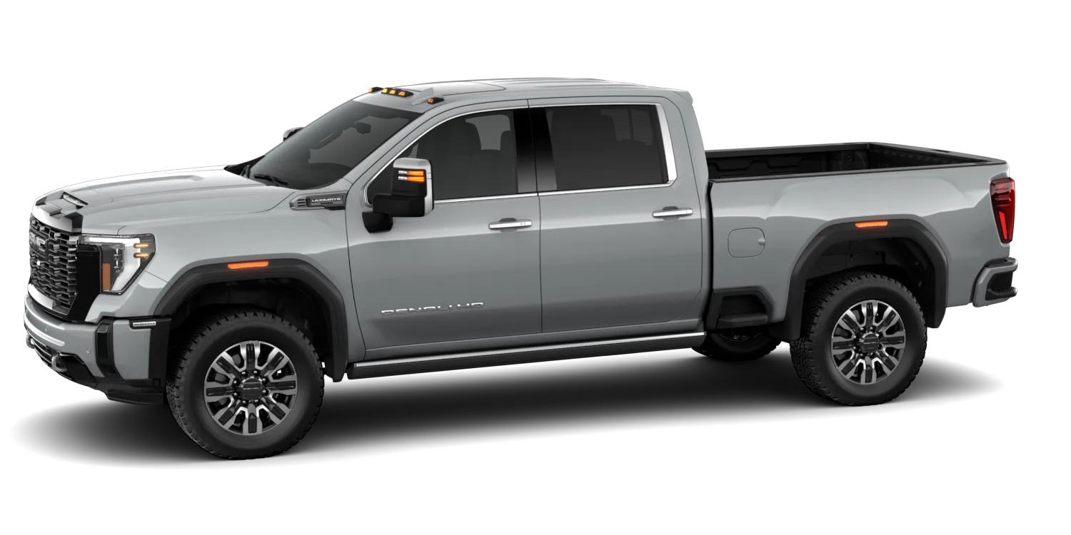 2026 GMC Sierra 2500HD Denali Ultimate in Sterling Metallic, GMC studio render, in stock at Charlie Obaugh in Staunton, Virginia