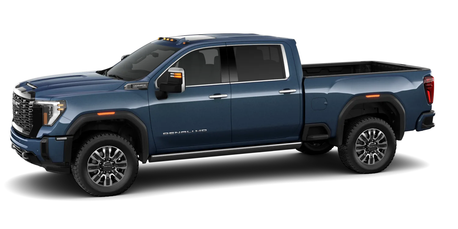 2026 GMC Sierra 2500HD Denali Ultimate in Downpour Metallic, GMC studio render, in stock at Charlie Obaugh in Staunton, Virginia
