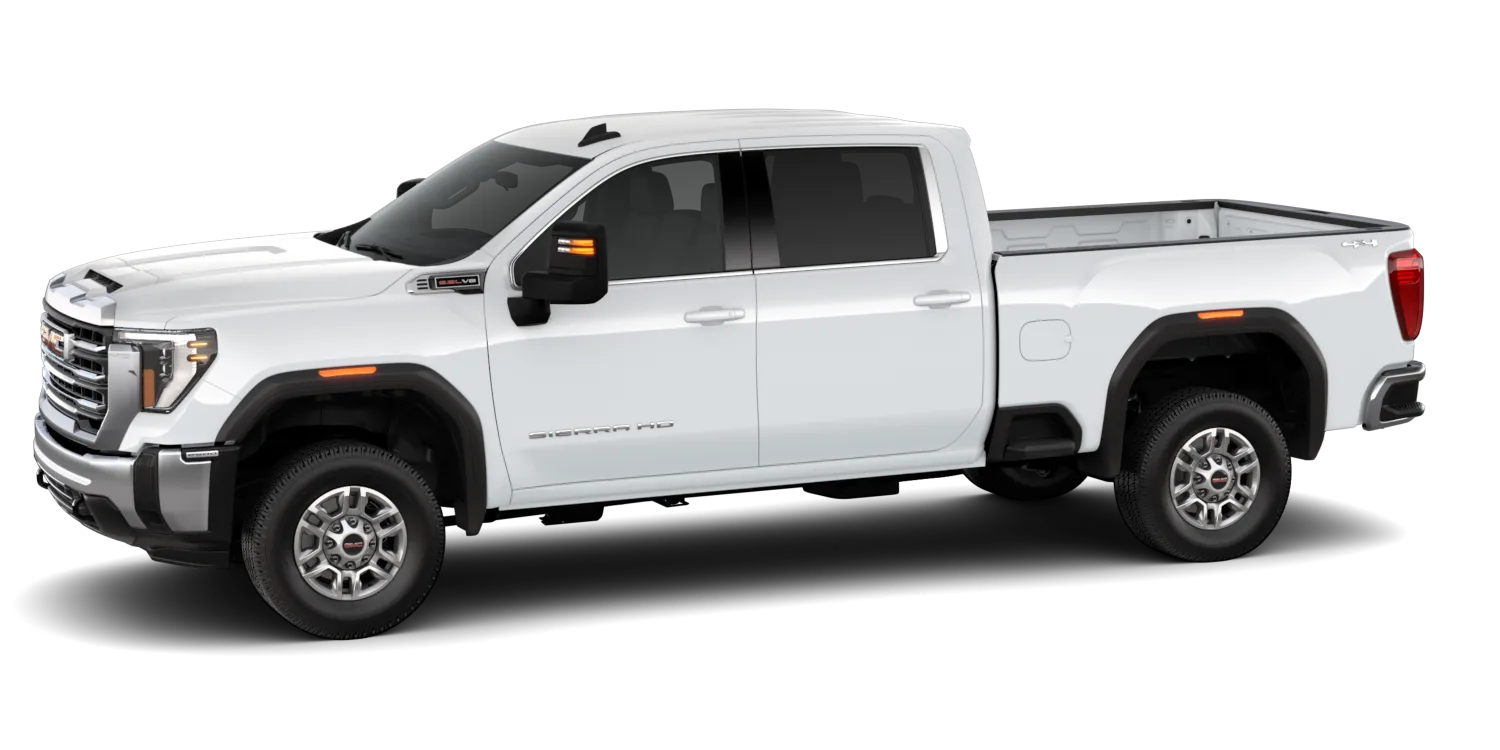 2026 GMC Sierra 2500HD SLE in Summit White, GMC studio render, in stock at Charlie Obaugh in Staunton, Virginia