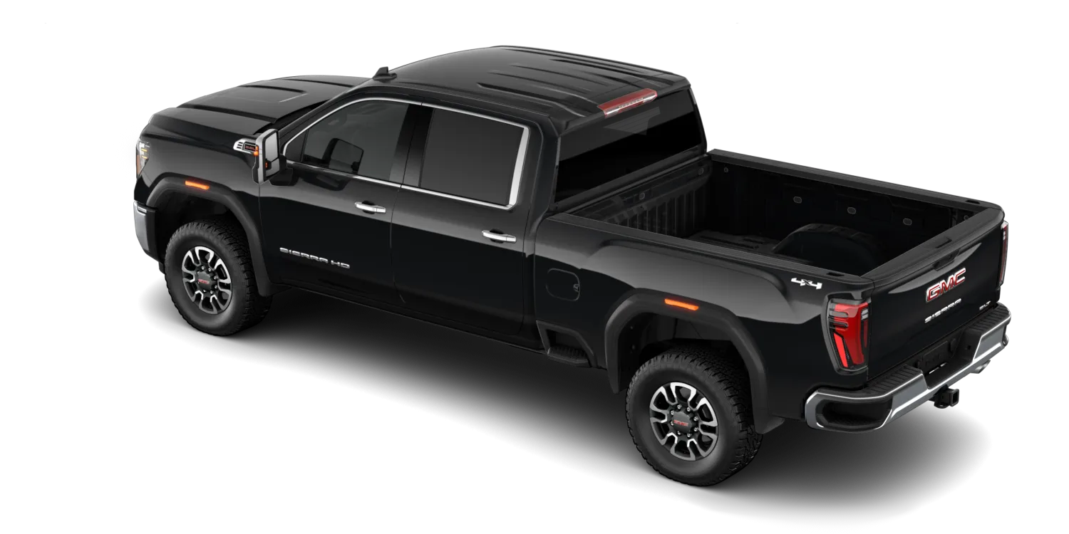 2026 GMC Sierra 2500HD SLT in Onyx Black, GMC studio render, in stock at Charlie Obaugh in Staunton, Virginia