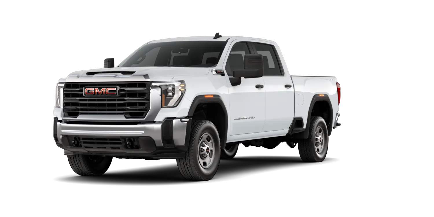 2026 GMC Sierra 3500HD Pro in Summit White, GMC studio render, in stock at Charlie Obaugh in Staunton, Virginia