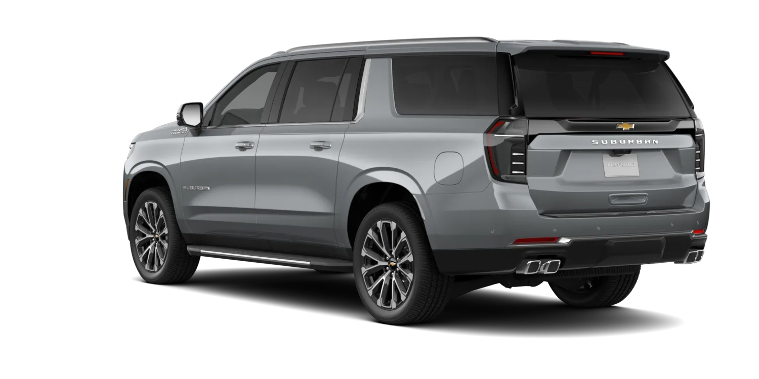 2026 Chevrolet Suburban High Country in Sterling Gray Metallic, GMC studio render, in stock at Charlie Obaugh in Staunton, Virginia