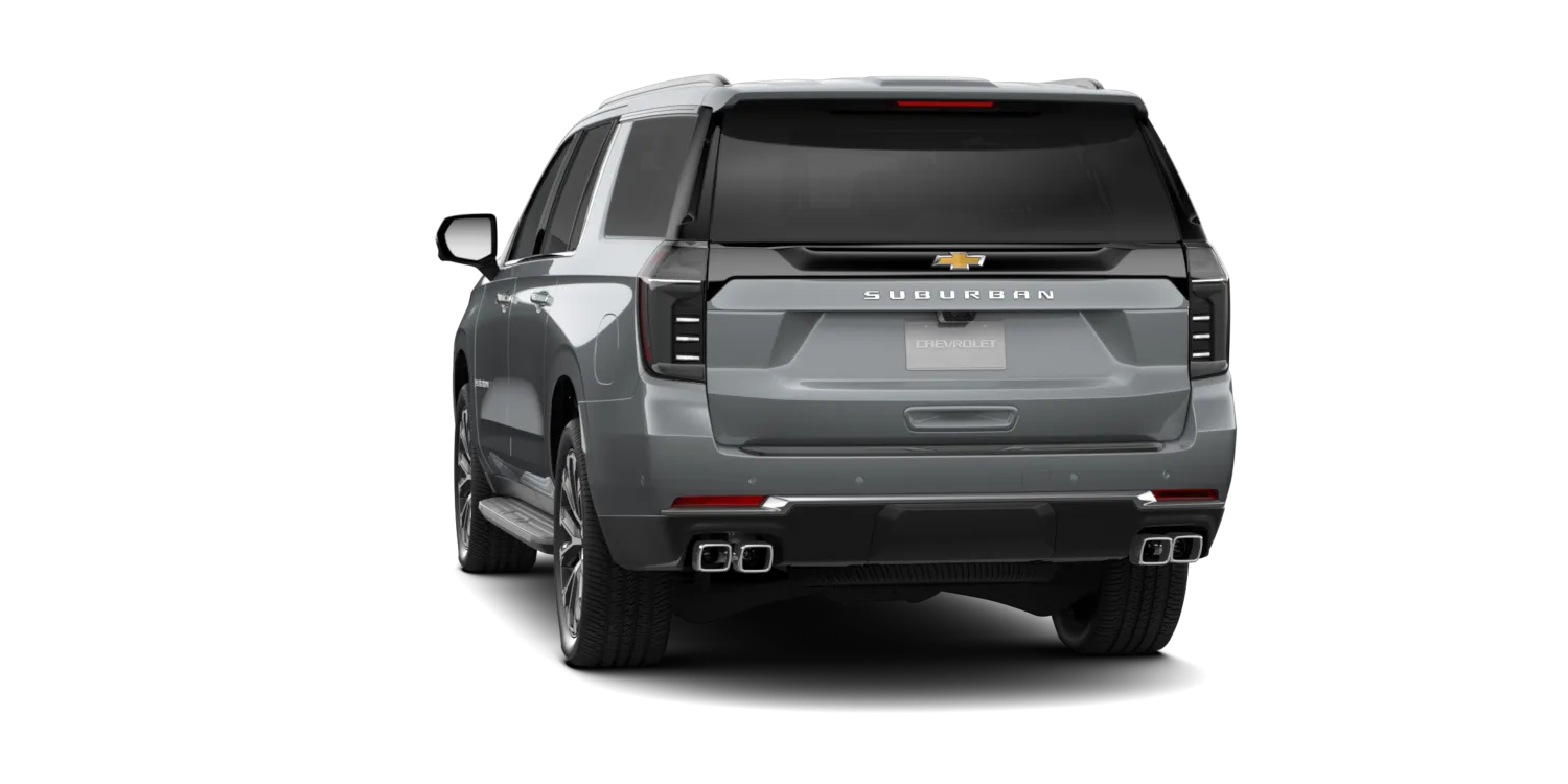 2026 Chevrolet Suburban High Country in Sterling Gray Metallic, GMC studio render, in stock at Charlie Obaugh in Staunton, Virginia
