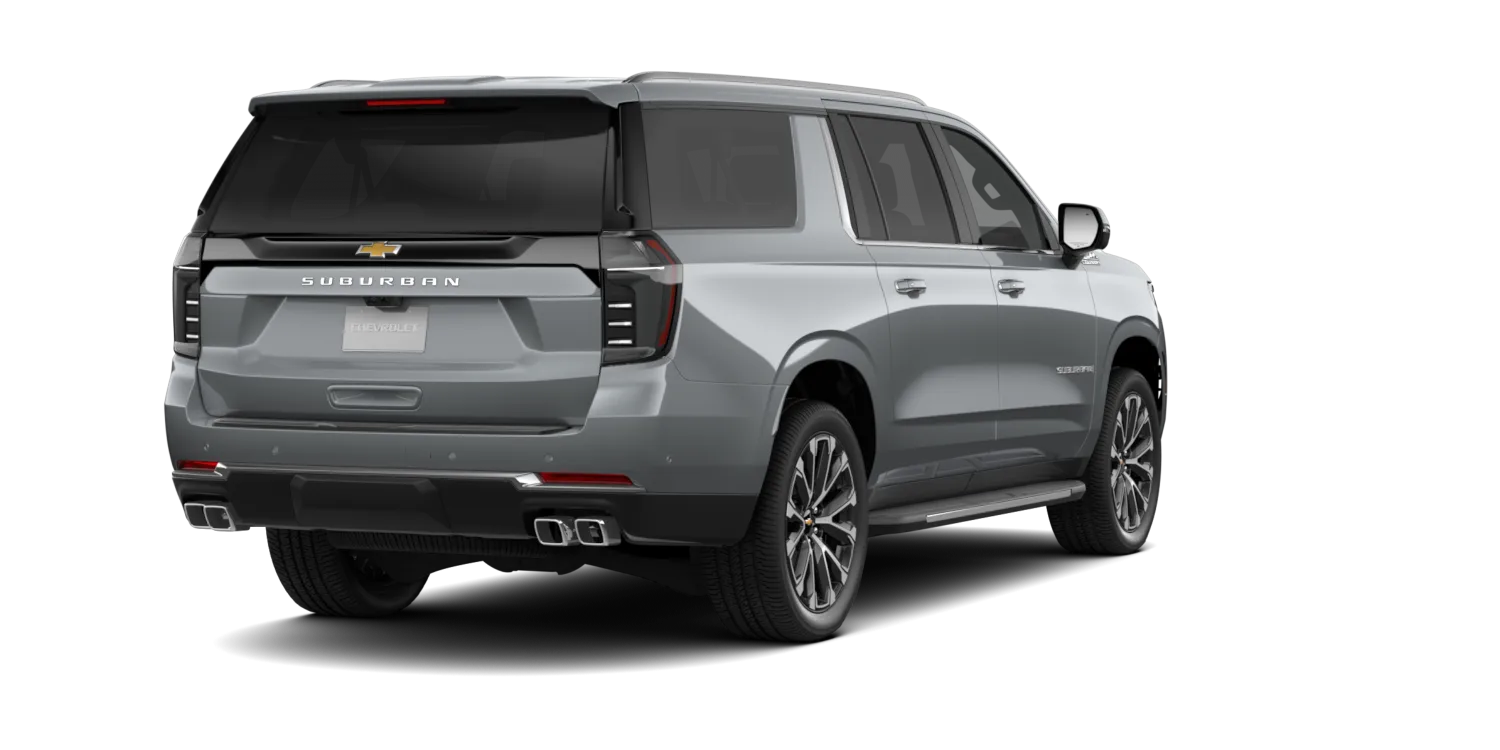 2026 Chevrolet Suburban High Country in Sterling Gray Metallic, GMC studio render, stock number 26C231, in stock at Charlie Obaugh in Staunton, Virginia