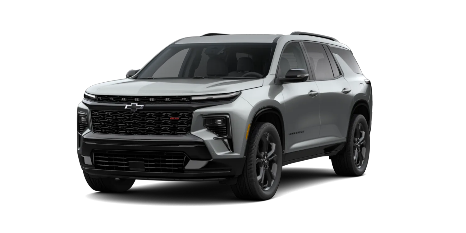 2027 Chevrolet Traverse RS in Sterling Gray Metallic, GMC studio render, in stock at Charlie Obaugh in Staunton, Virginia