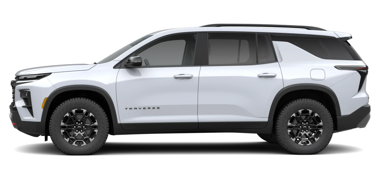 2027 Chevrolet Traverse Z71 in Polar White Tricoat, GMC studio render, in stock at Charlie Obaugh in Staunton, Virginia