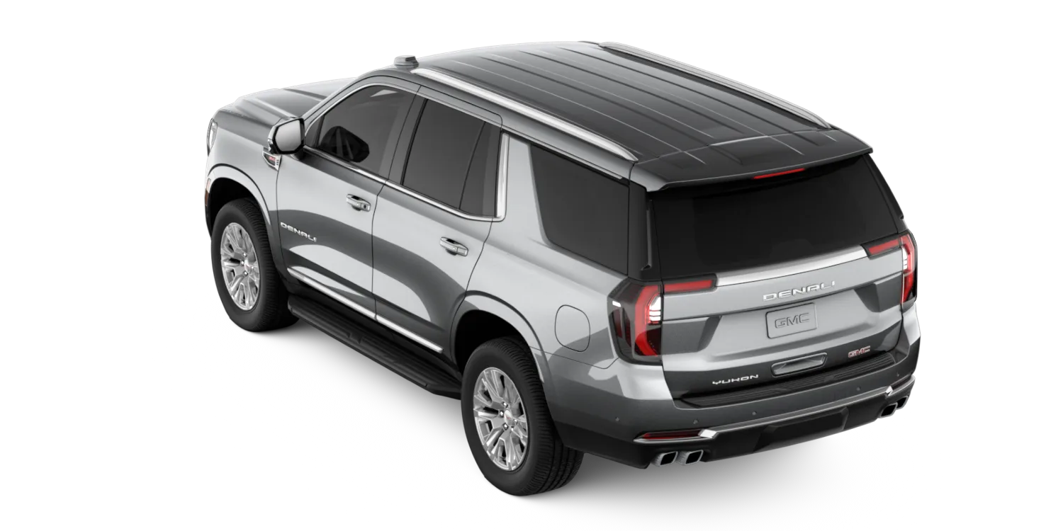 2026 GMC Yukon Denali in Sterling Metallic, GMC studio render, in stock at Charlie Obaugh in Staunton, Virginia