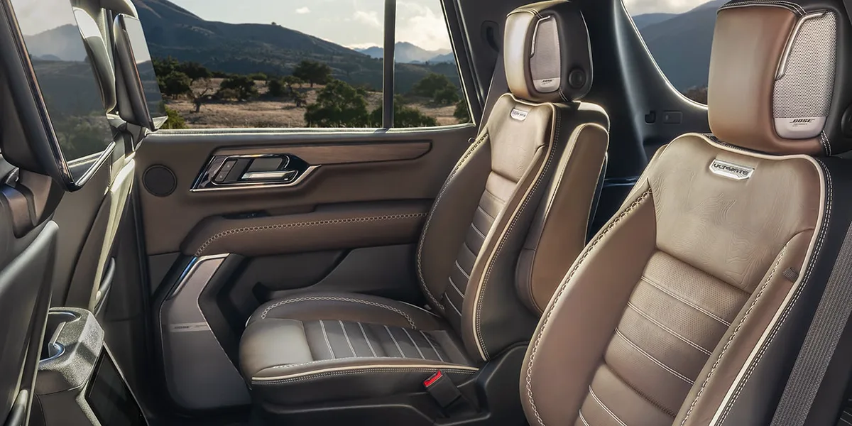 Interior View of the Executive Second Row Seating in the 2026 GMC Yukon Large SUV