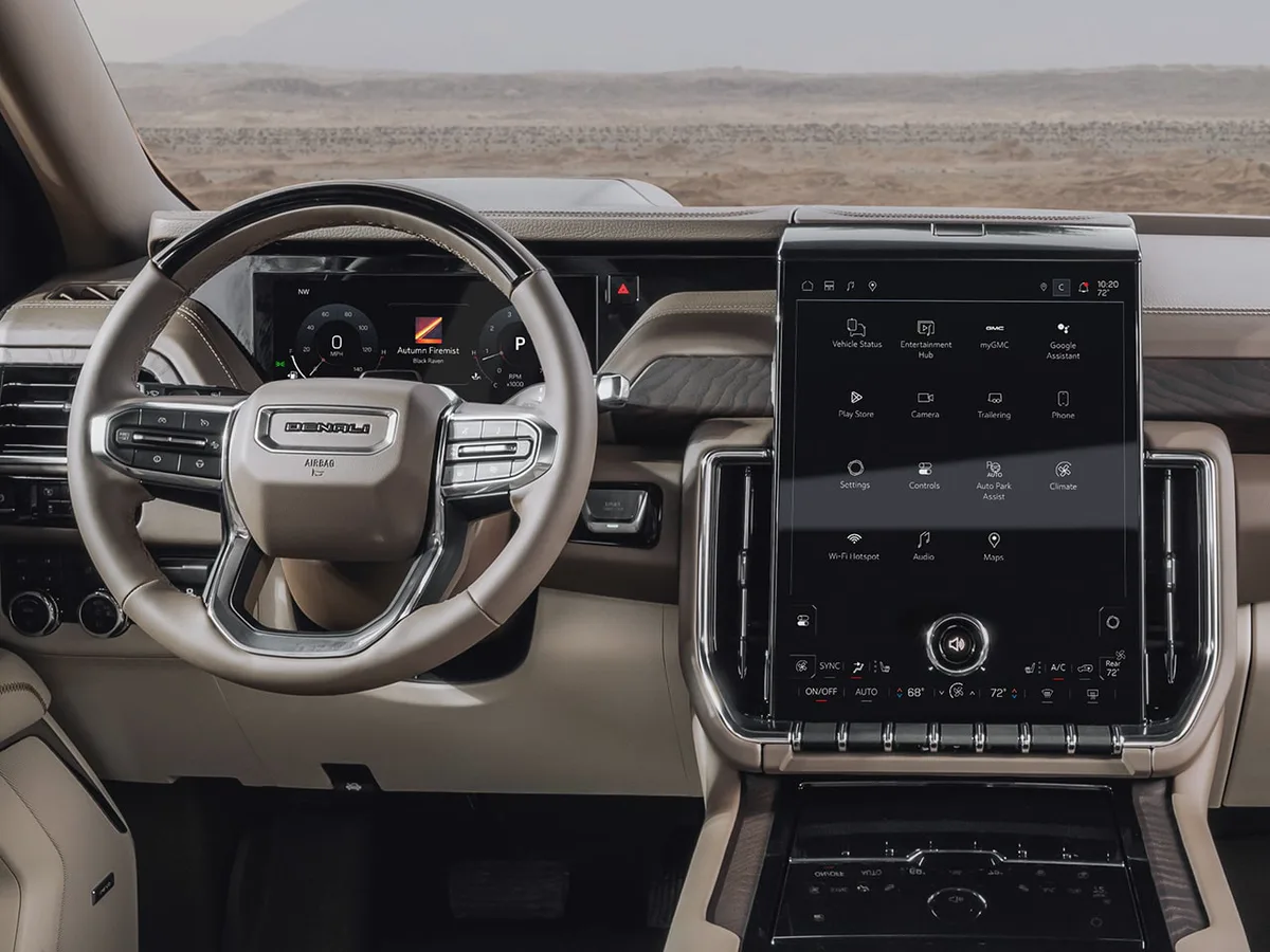 Interior View of the Perforated Leather Surfaces in the 2026 GMC Yukon AT4 Full-Size Off-Road SUV